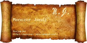 Menczer Jenő névjegykártya