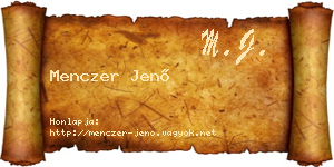 Menczer Jenő névjegykártya